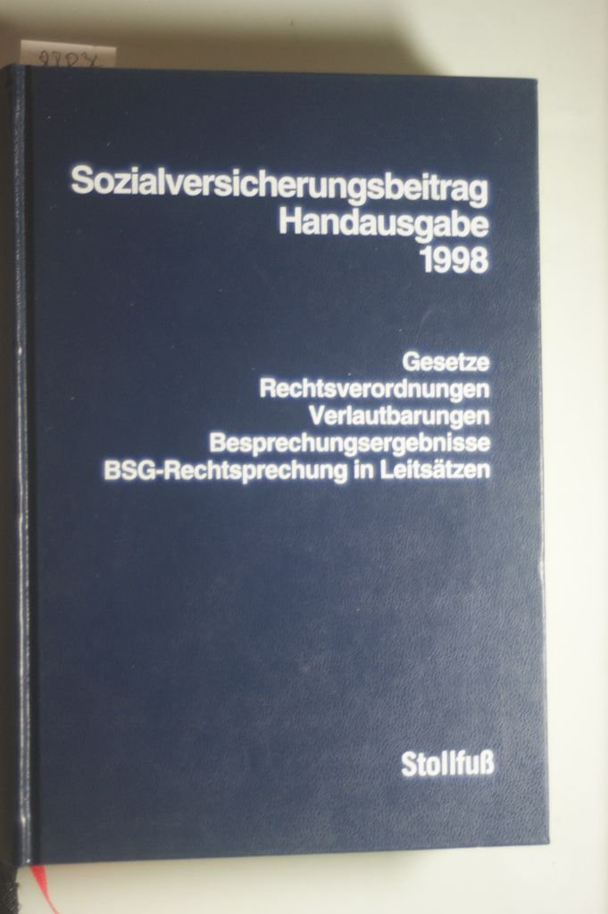 Sozialversicherungsbeitrag Handausgabe 1998 (Stollfuss-Handausgaben) Business, Finance & Career