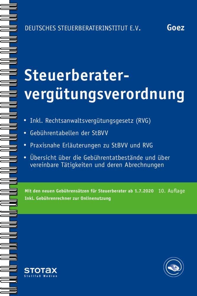 Steuerberatervergütungsverordnung (Stv-Dokumente) Law