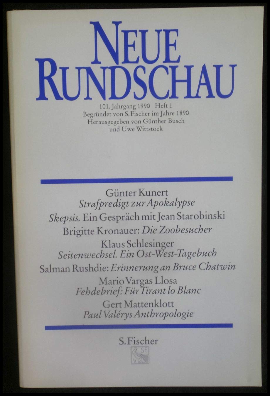 Neue Rundschau 90/1. 101 Jahrgang 1990. Heft 1 Books