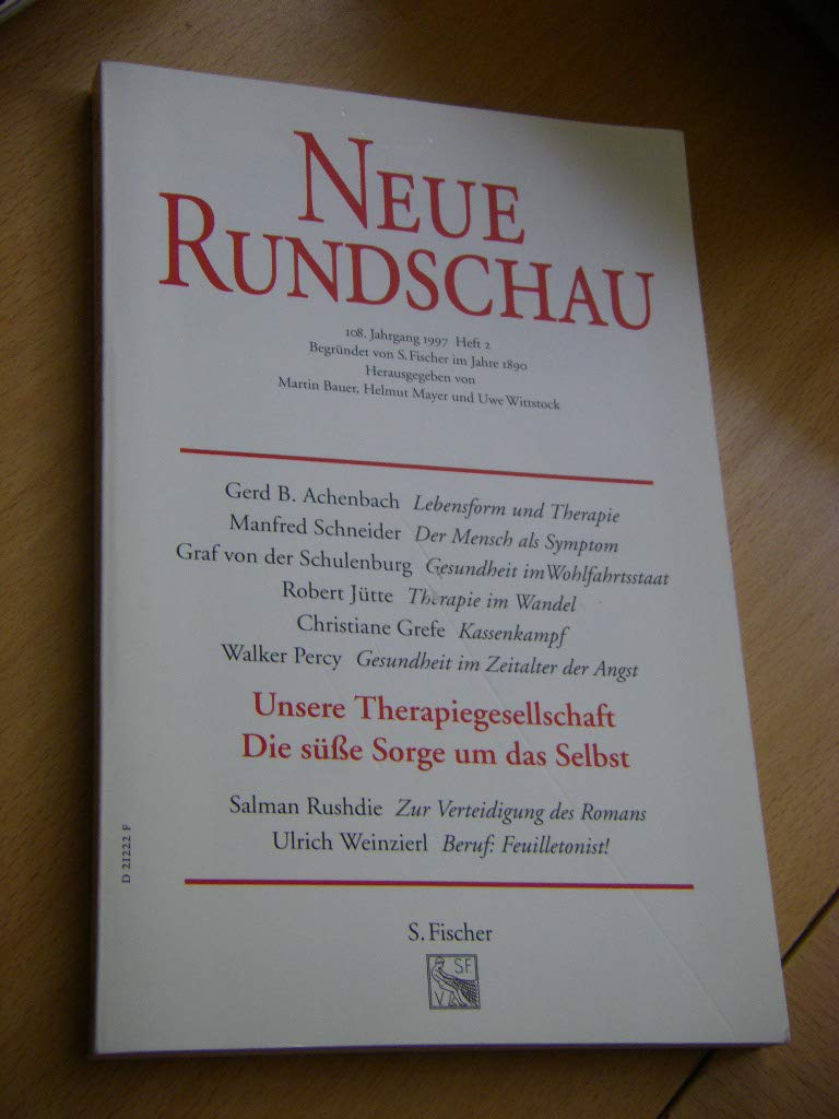 Neue Rundschau, H.2, Unsere Therapiegesellschaft, Die süße Sorge um das Selbst Books