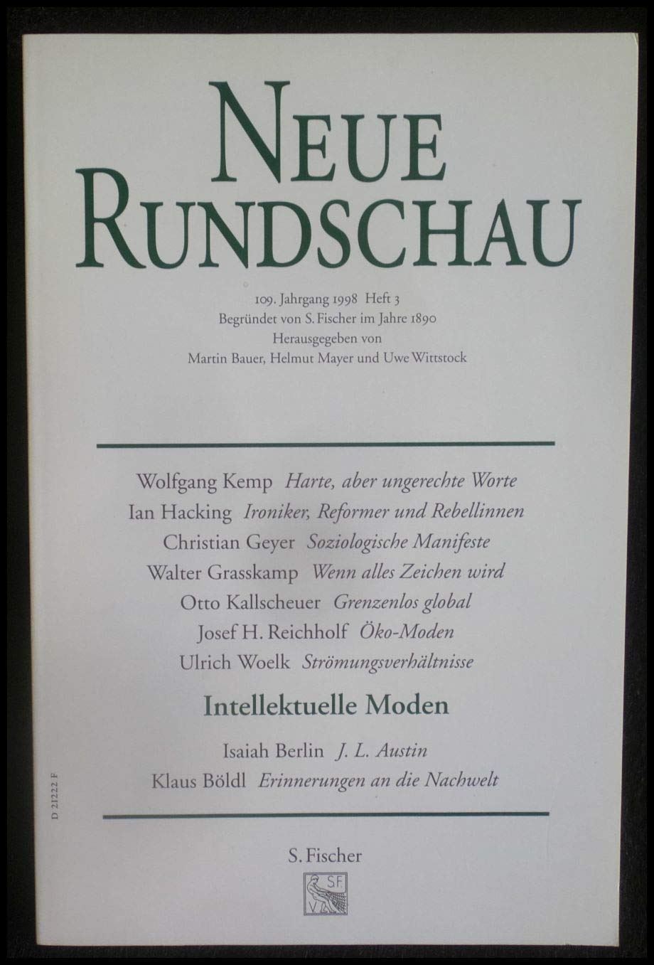 Neue Rundschau, H.3, Intellektuelle Moden Books