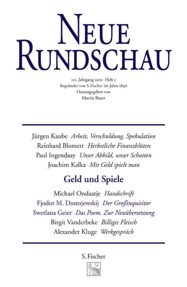 Neue Rundschau 2001/2: Vom öffentlichen und privaten Gebrauch der Tiere Essays & Short Stories