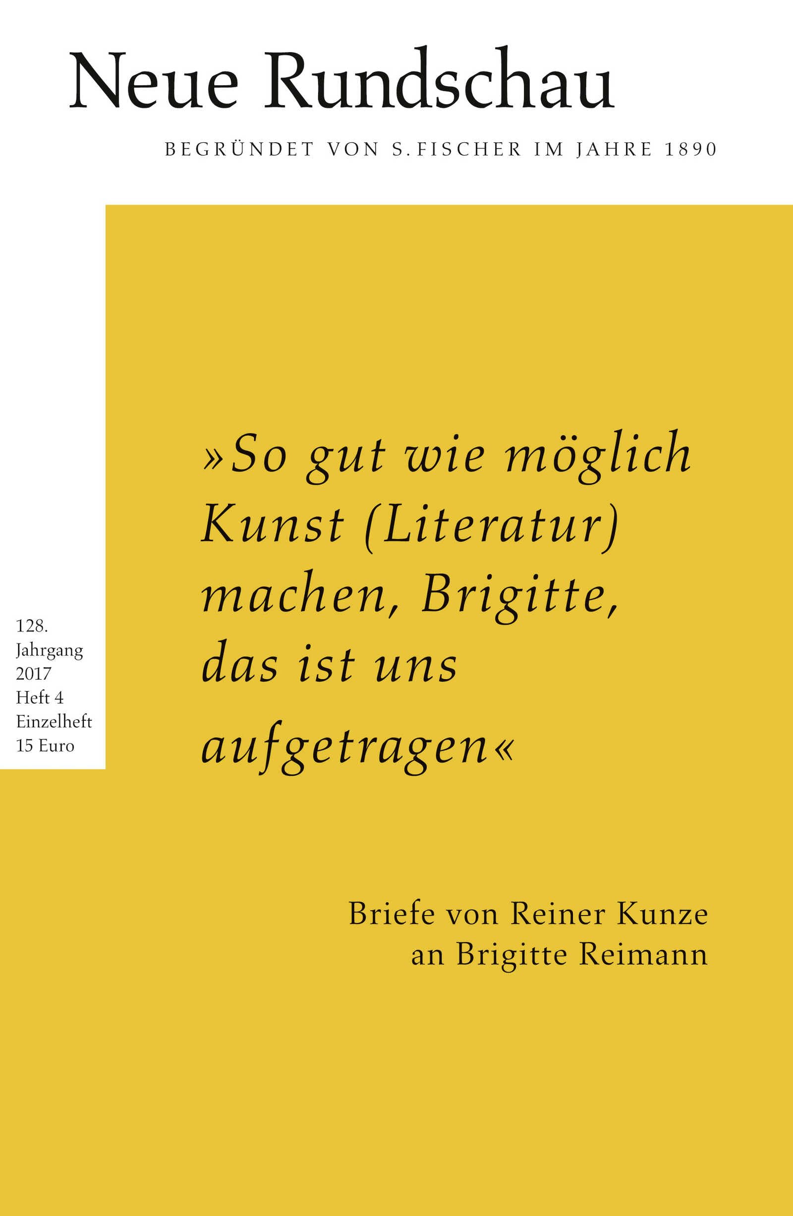 Neue Rundschau 2017/4 Essays & Short Stories