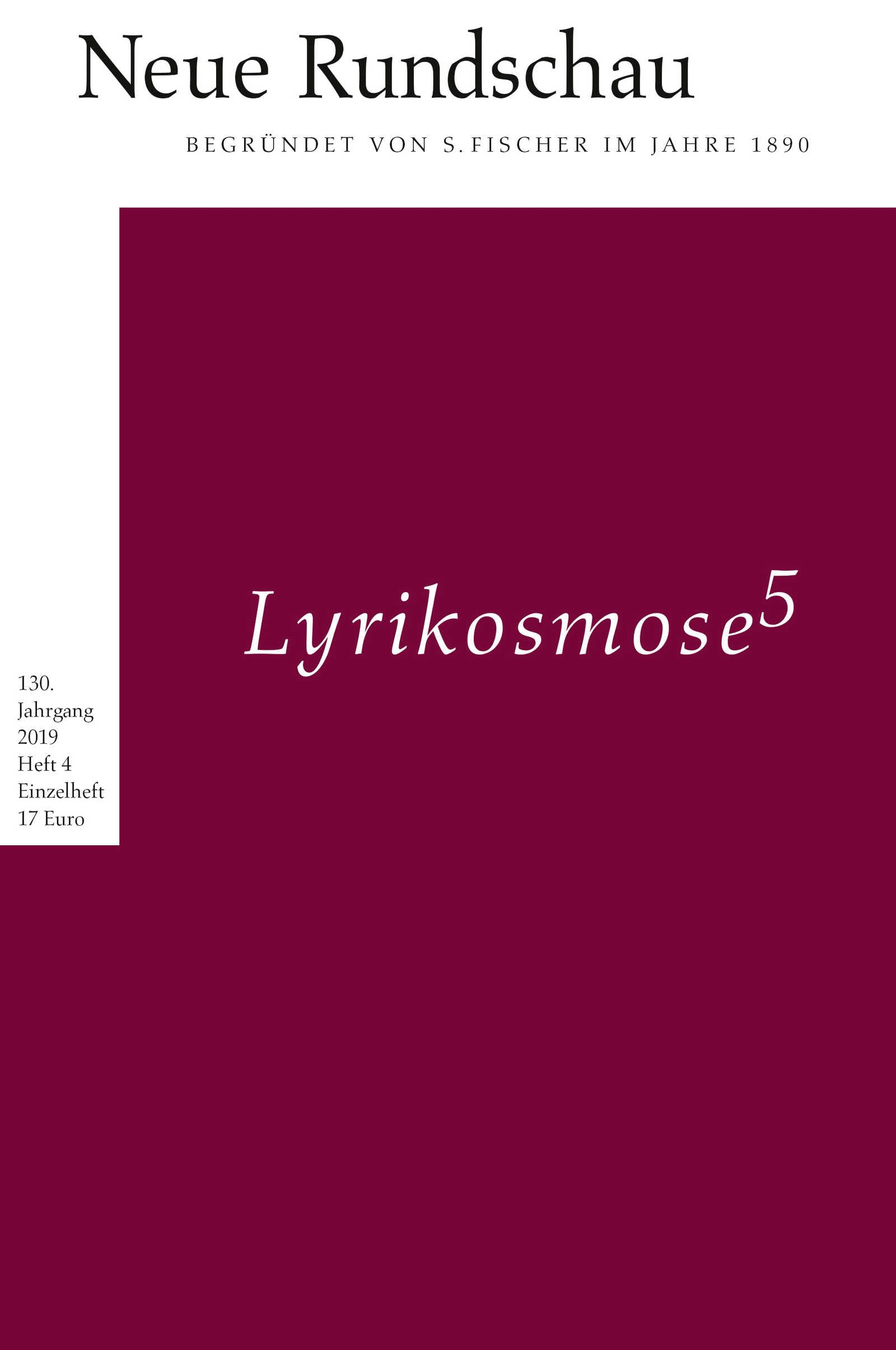 Neue Rundschau 2019/4 Poetry