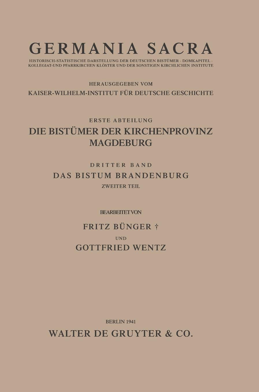 Germania Sacra, Alte Folge, Das Bistum Brandenburg Philosophy
