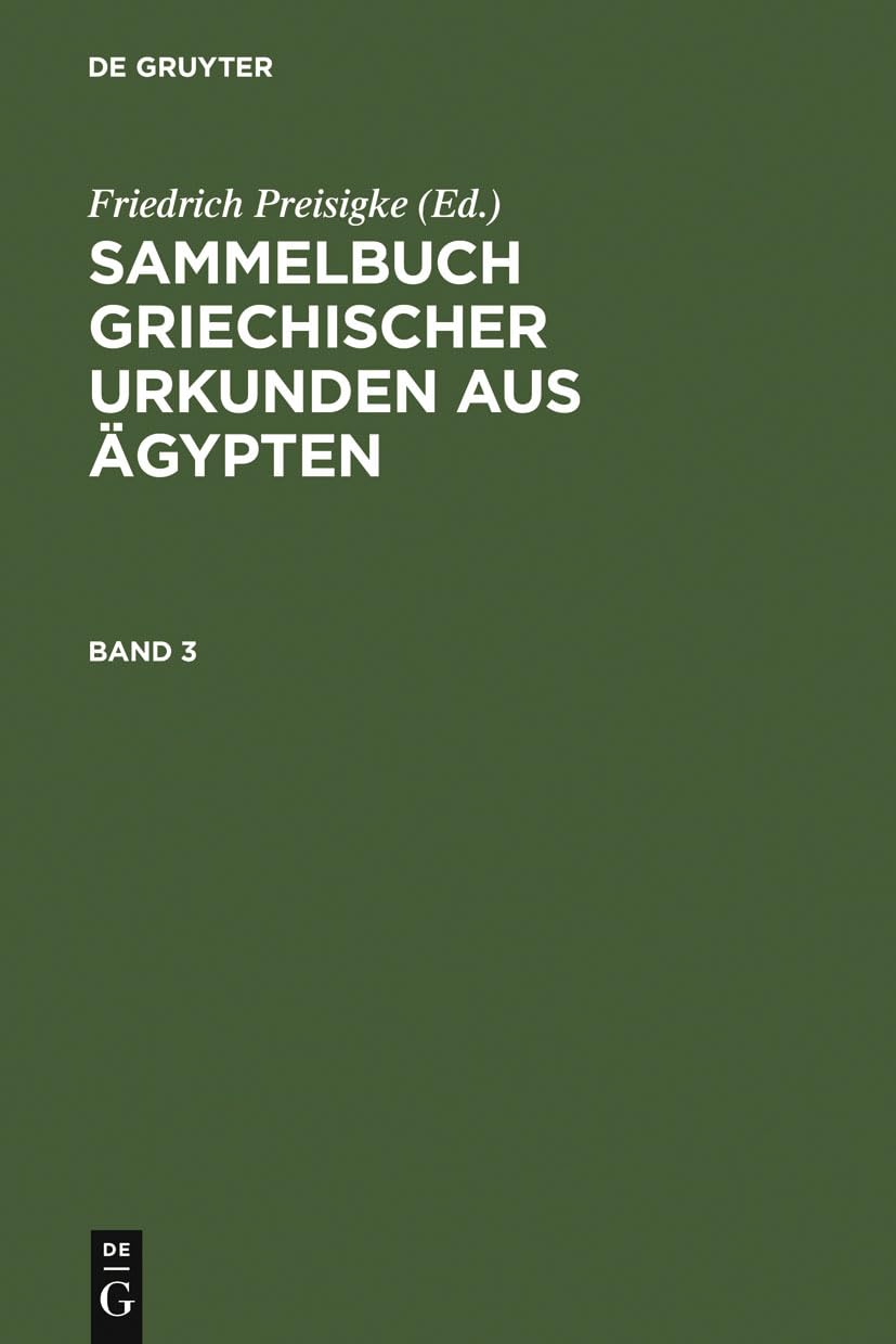 Sammelbuch griechischer Urkunden aus Ägypten. Band 3 Social Sciences