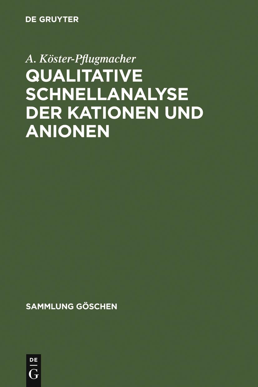 Qualitative Schnellanalyse der Kationen und Anionen Natural Sciences