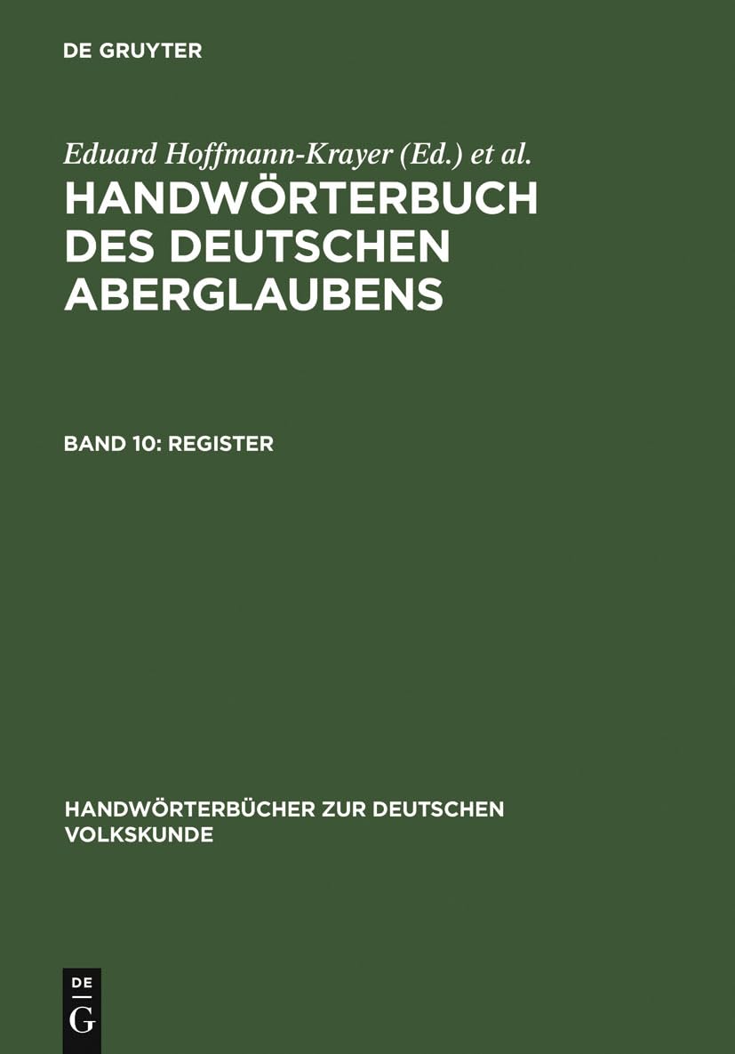 Register (Handwörterbücher zur deutschen Volkskunde) Social Sciences