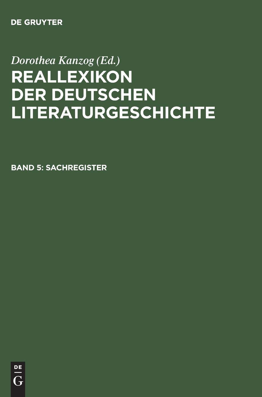 Sachregister (Reallexikon der deutschen Literaturgeschichte, Band 5) Contemporary literature