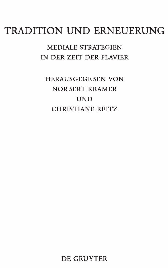 Tradition und Erneuerung: Mediale Strategien in der Zeit der Flavier book