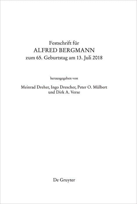 Festschrift für Alfred Bergmann zum 65. Geburtstag am 13. Juli 2018 Law