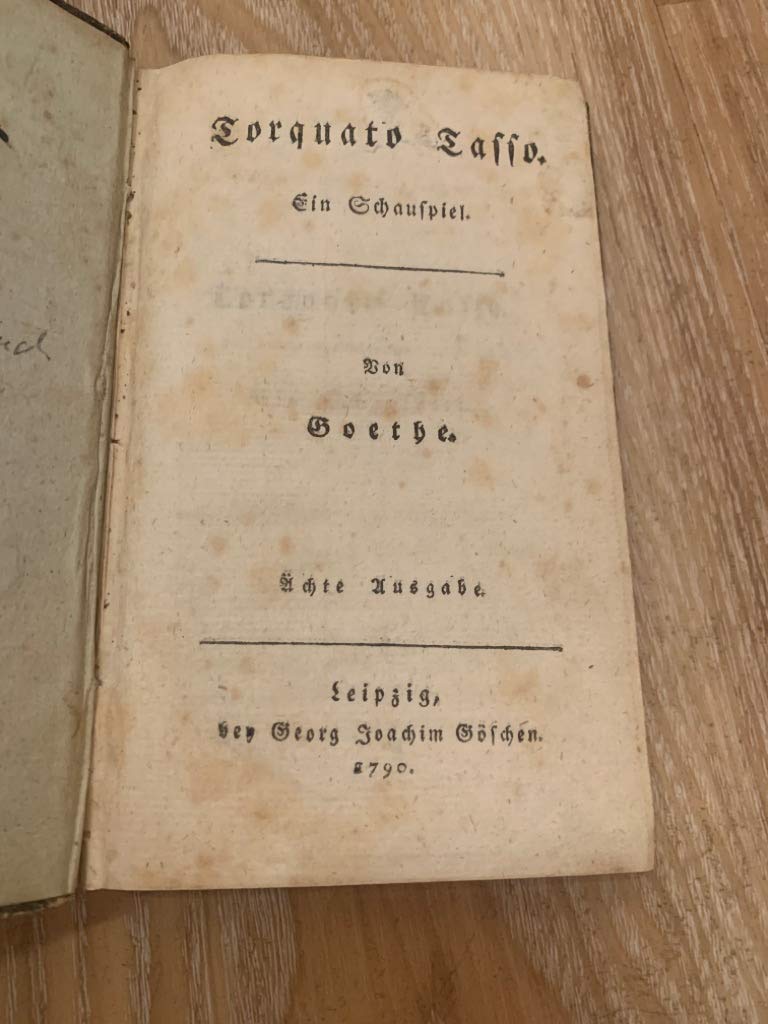 Torquato Tasso: Ein Schauspiel Contemporary literature