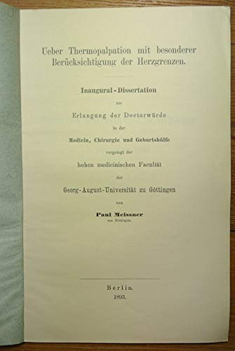 Ueber Thermopalpation mit besonderer Berücksichtigung der Herzgrenzen Medicine