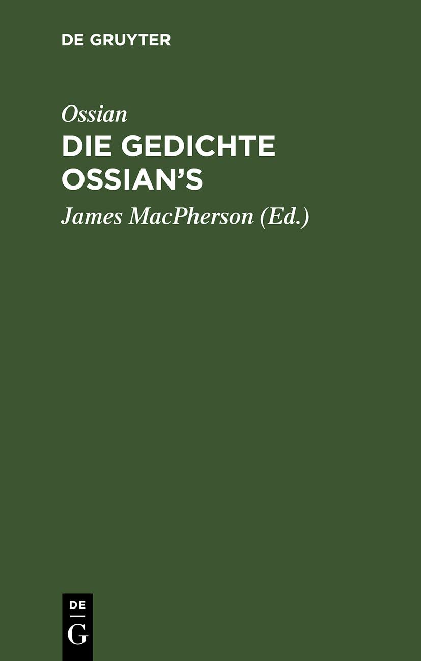 Ossian ; James MacPherson: Die Gedichte Ossian’s. Band 1-3 Social Sciences