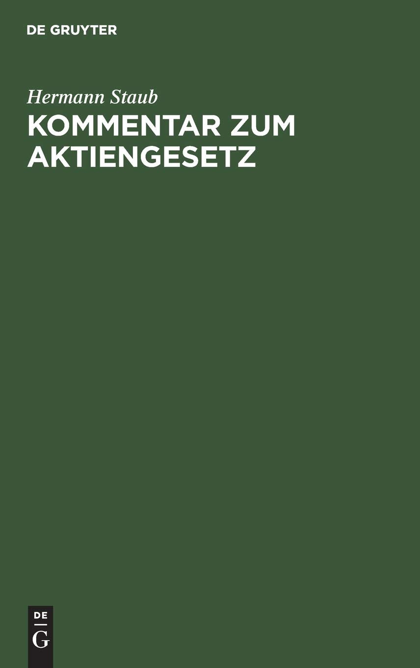 Kommentar zum Aktiengesetz Law