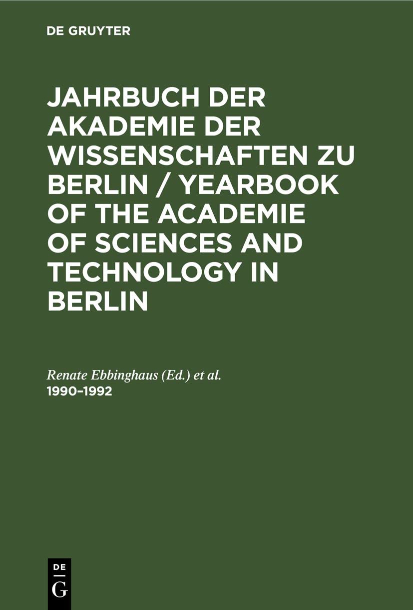 1990–1992: JBAWB-B (Jahrbuch der Akademie der Wissenschaften zu Berlin / Yearbook of The Academie of Sciences and Technology in Berlin) Politics & History