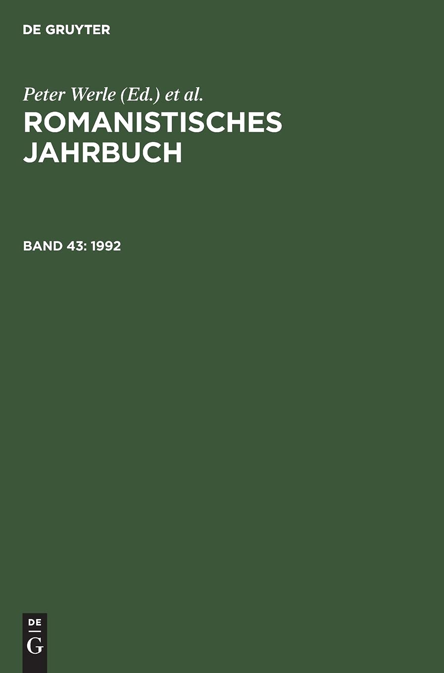 1992: ROMAN-B, Band 43 (Romanistisches Jahrbuch) Philosophy