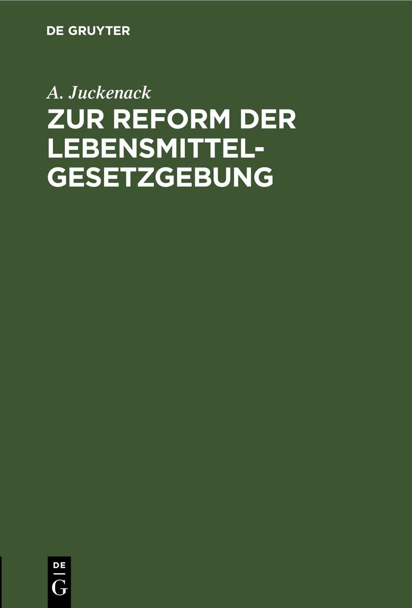 Zur Reform der Lebensmittelgesetzgebung Law