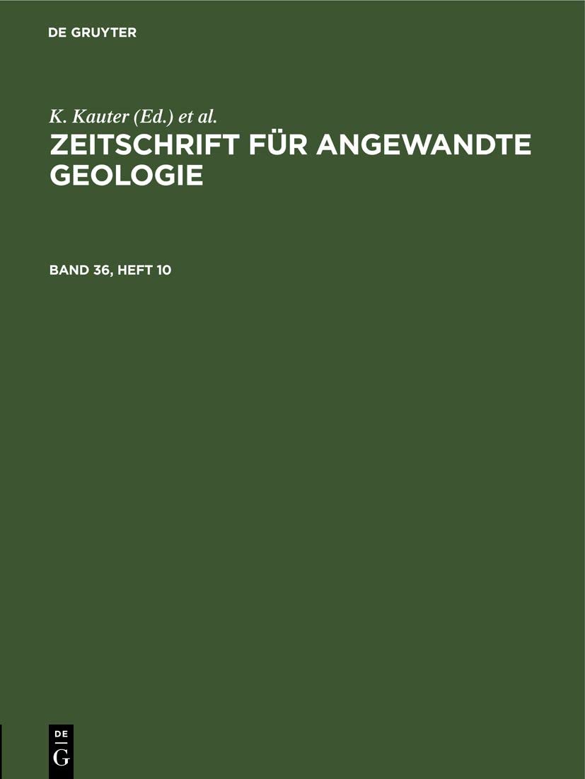 Zeitschrift für Angewandte Geologie. Band 36, Heft 10 Media & Communication