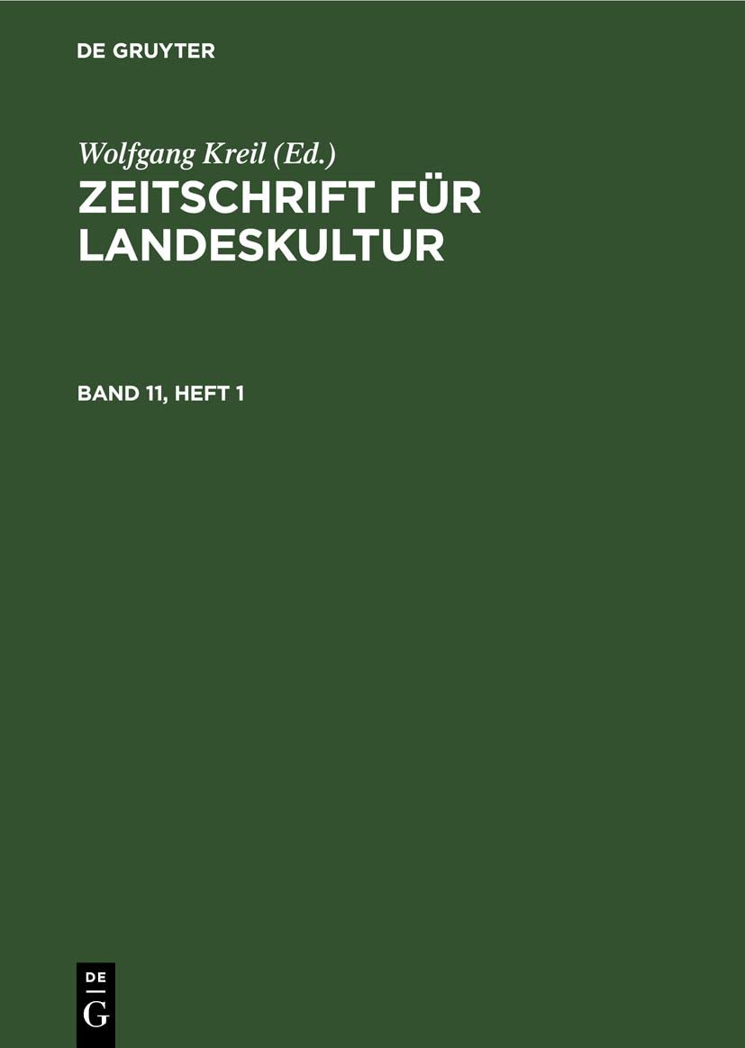 Zeitschrift für Landeskultur. Band 11, Heft 1 Media & Communication