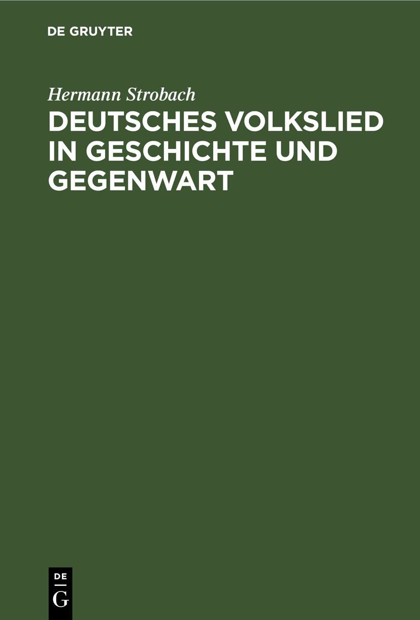 Deutsches Volkslied in Geschichte und Gegenwart Media & Communication