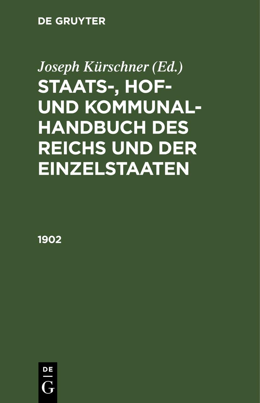 1902: DE (Staats-, Hof- und Kommunal-Handbuch des Reichs und der Einzelstaaten) Business, Finance & Career
