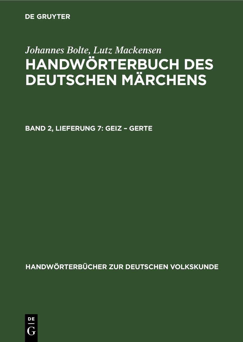 Geiz – Gerte (Handwörterbücher zur deutschen Volkskunde) Contemporary literature