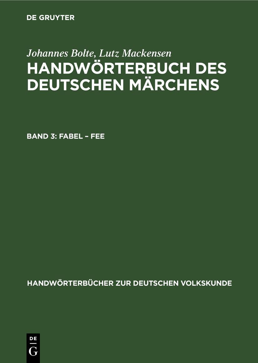 Fabel – Fee (Handwörterbücher zur deutschen Volkskunde) Contemporary literature