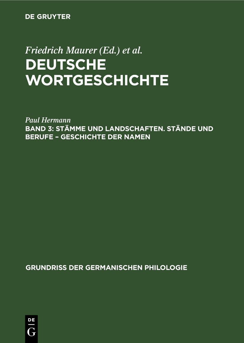 Stämme und Landschaften. Stände und Berufe - Geschichte der Namen Natural Sciences