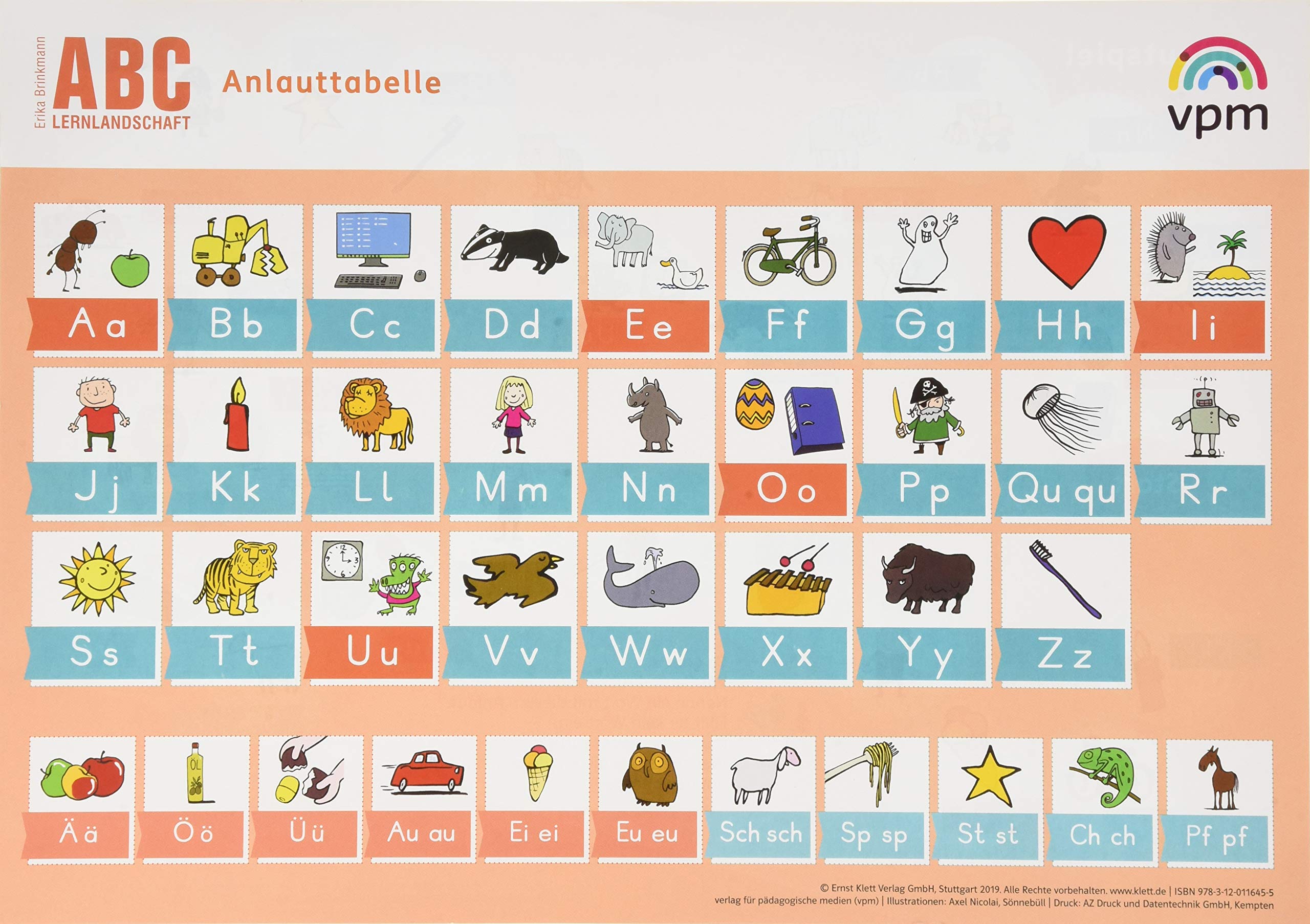 ABC-Lernlandschaft 1/2: Anlauttabelle Druckschrift (10er-Set), DIN A4 Klasse 1/2 (ABC-Lernlandschaft. Ausgabe ab 2019) General education