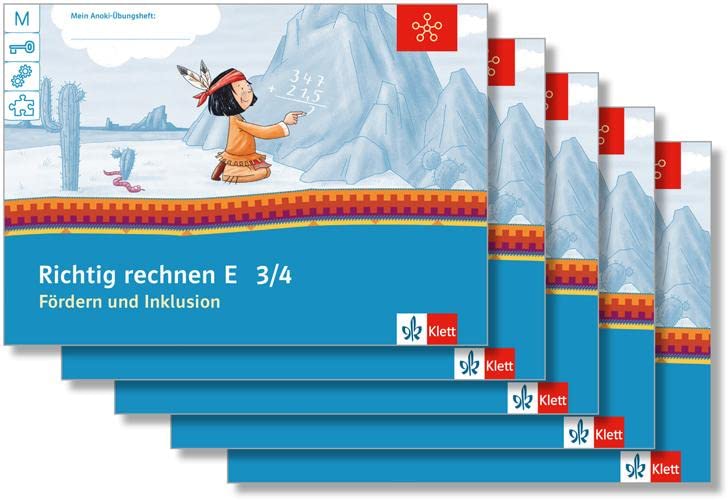 Richtig rechnen E 3/4: Übungsheft Paket Fördern und Inklusion (VE 5) Klasse 3/4 (Mein Anoki-Übungsheft) Study Guides