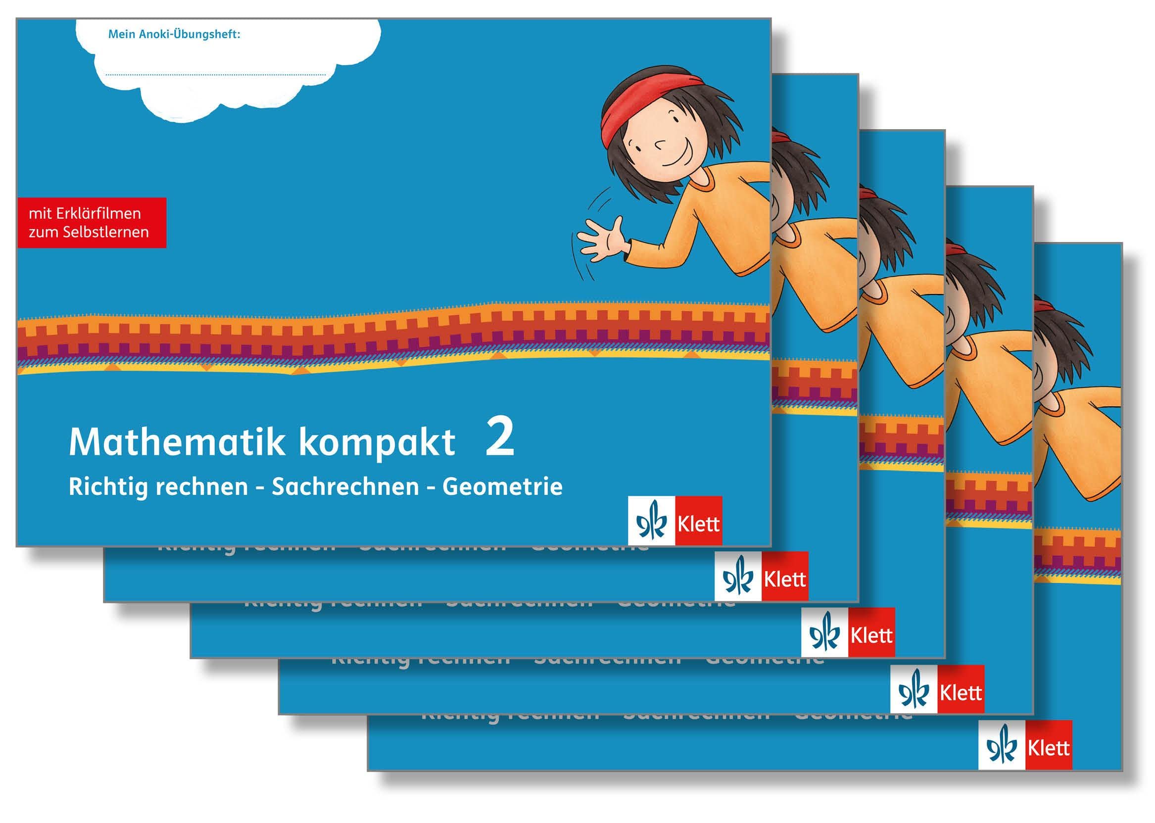 Mathematik kompakt 2. Richtig rechnen - Sachrechnen - Geometrie: Übungsheft mit Erklärfilmen im 5er-Paket Klasse 2 (Mein Anoki-Übungsheft) Study Guides