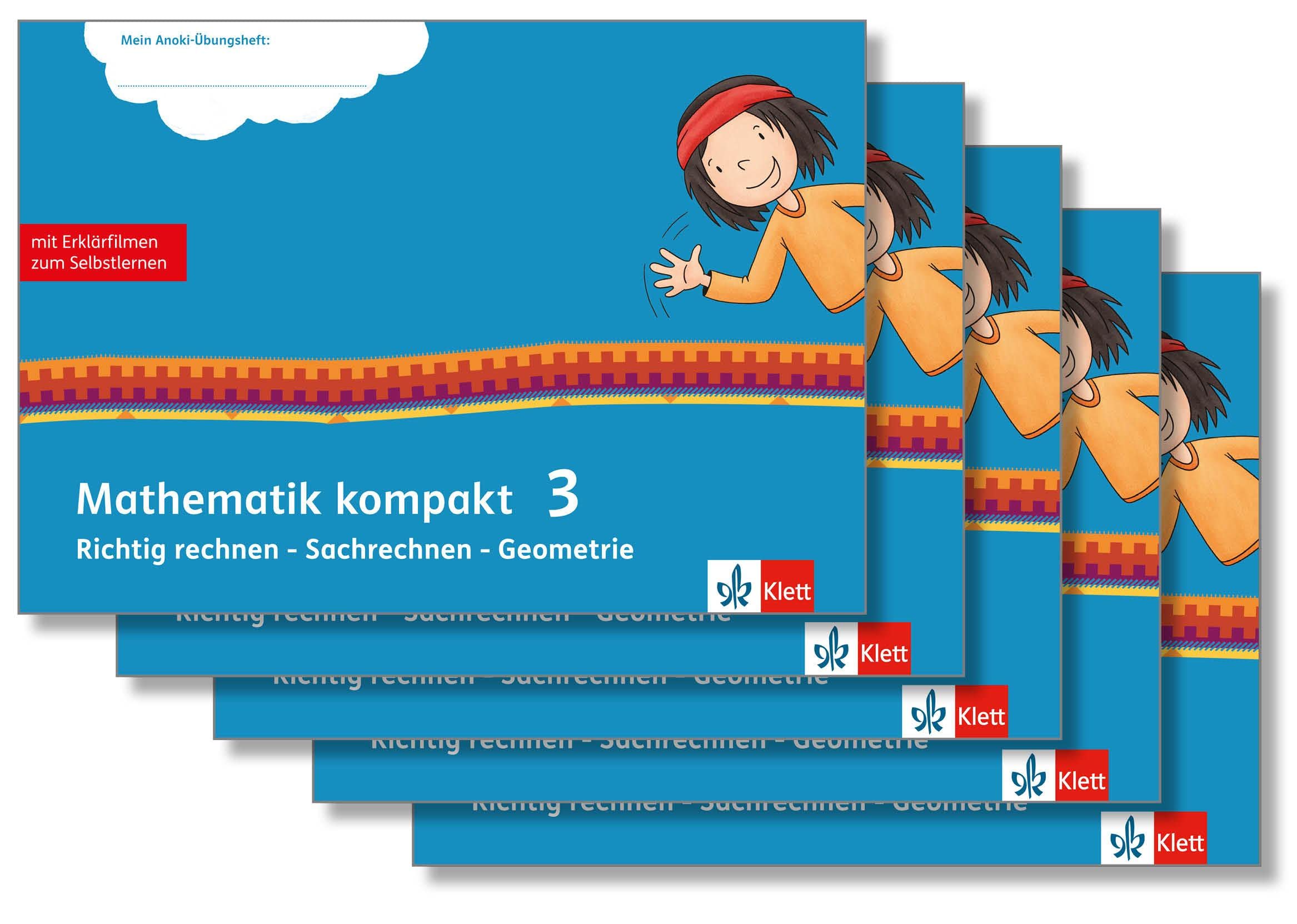 Mathematik kompakt 3. Richtig rechnen - Sachrechnen - Geometrie: Übungsheft mit Erklärfilmen im 5er-Paket Klasse 3 (Mein Anoki-Übungsheft) Study Guides