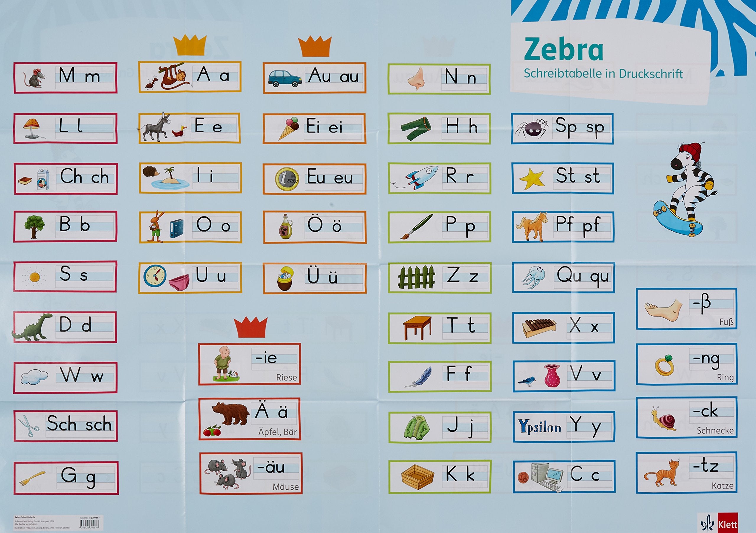 1. Schuljahr, Anlautposter in Druckschrift und Grundschrift: Anlautposter in Druckschrift und Grundschrift Klasse 1 (Zebra. Ausgabe ab 2018) Study Guides