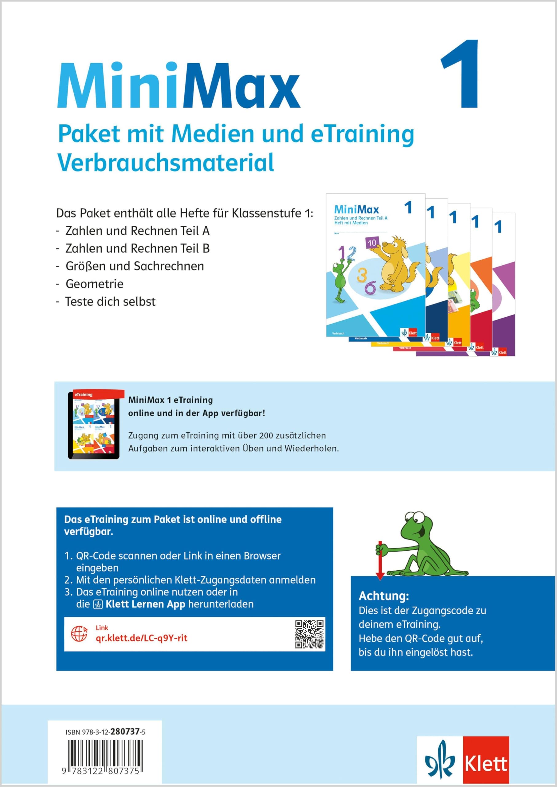 MiniMax 1. Paket Themenhefte mit Medien und eTraining (5 Hefte: Zahlen und Rechnen A & B, Größen und Sachrechnen, Geometrie, Teste-dich-selbst, Beilage) - Verbrauch Klasse 1 Study Guides