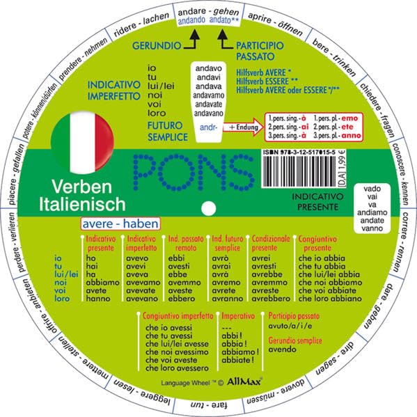 PONS Drehscheibe unregelmäßiger Verben Italienisch Foreign Languages ​​& Dictionaries