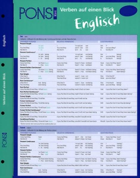 PONS Verben auf einen Blick Englisch: kompakte Übersicht, Verbformen und Konjugationen nachschlagen (PONS Auf einen Blick) Foreign Languages ​​& Dictionaries