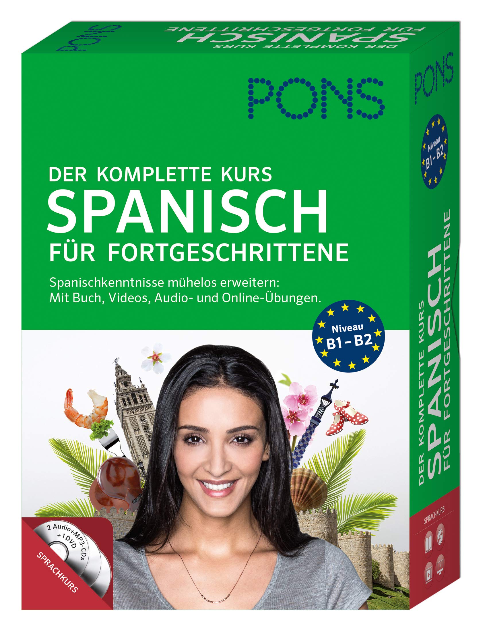 PONS Der komplette Sprachkurs Spanisch für Fortgeschrittene: Spanischkenntnisse mühelos erweitern: Mit Buch, Videos, Audio- u. Onlineübungen (PONS der komplette Sprachkurs für Fortgeschrittene) Foreign Languages ​​& Dictionaries