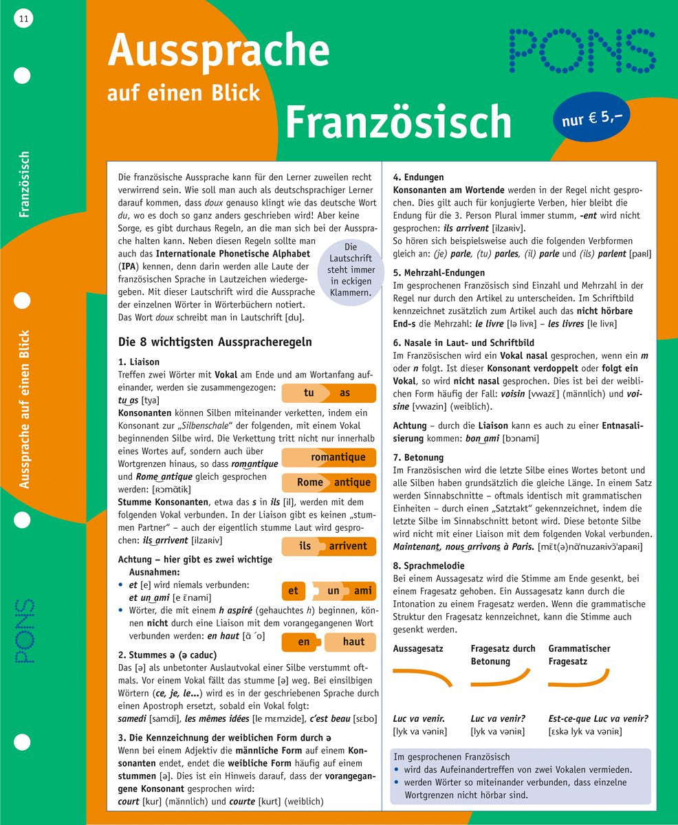 PONS Aussprache auf einen Blick - Französisch: kompakte Übersicht mit Erläuterungen zum Internationalen Phonetischen Alphabet (IPA) Foreign Languages ​​& Dictionaries