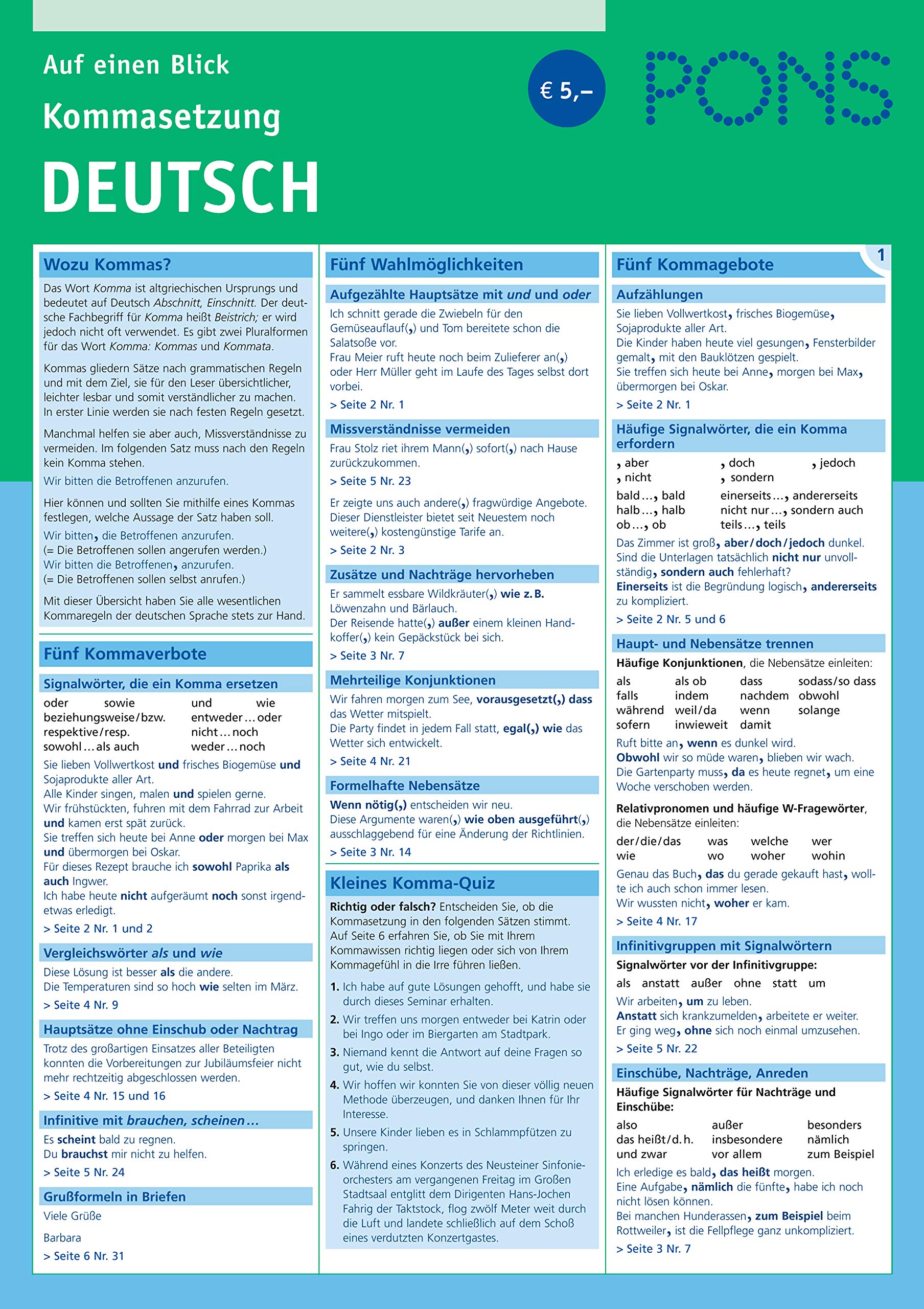 PONS Kommasetzung auf einen Blick Deutsch: Pons Kommasetzung - Deutsch Auf Einen Blick (PONS Auf einen Blick) Foreign Languages ​​& Dictionaries