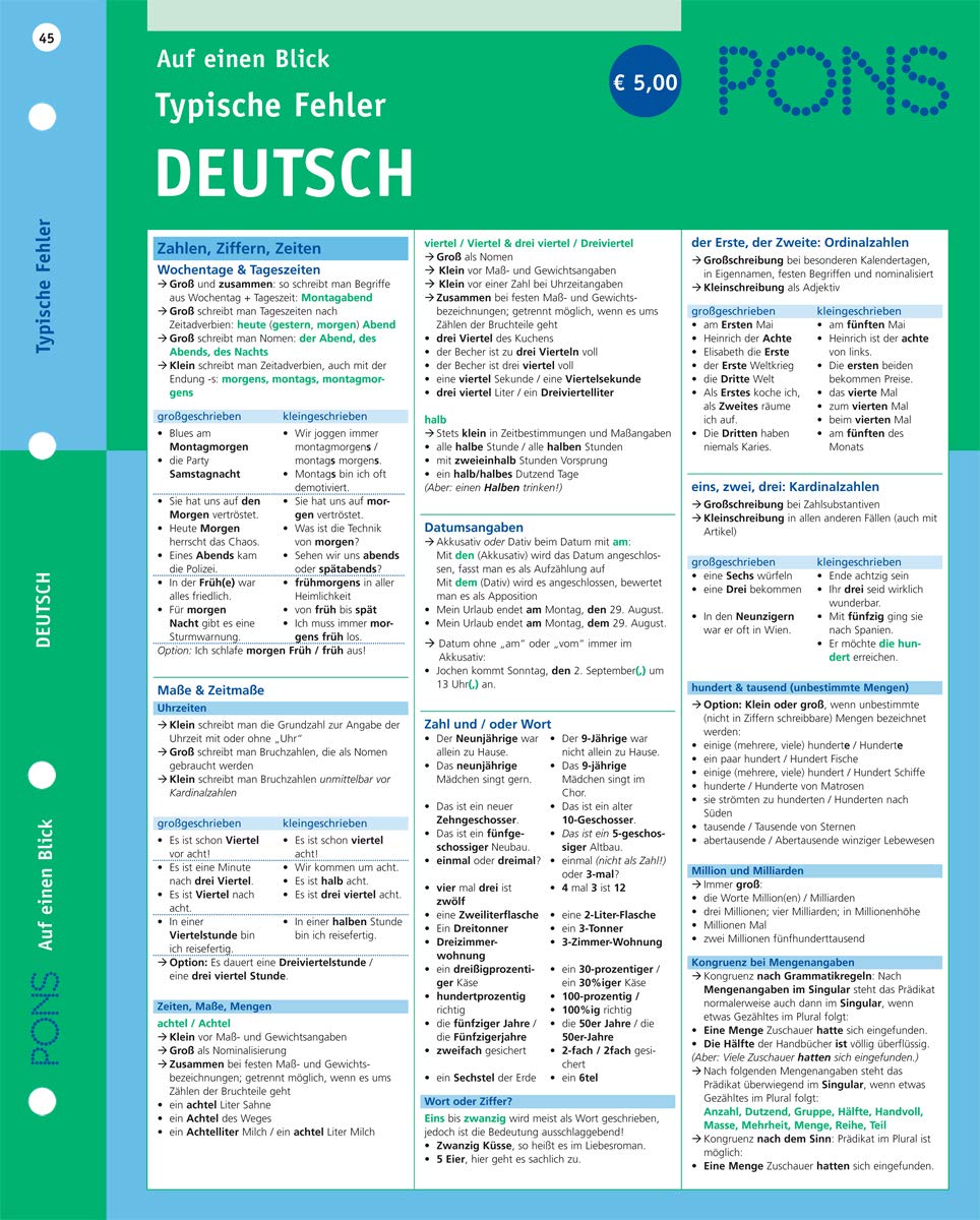 PONS Typische Fehler auf einen Blick Deutsch: kompakte Übersicht, effizient Fehler vermeiden (PONS Auf einen Blick) Foreign Languages ​​& Dictionaries