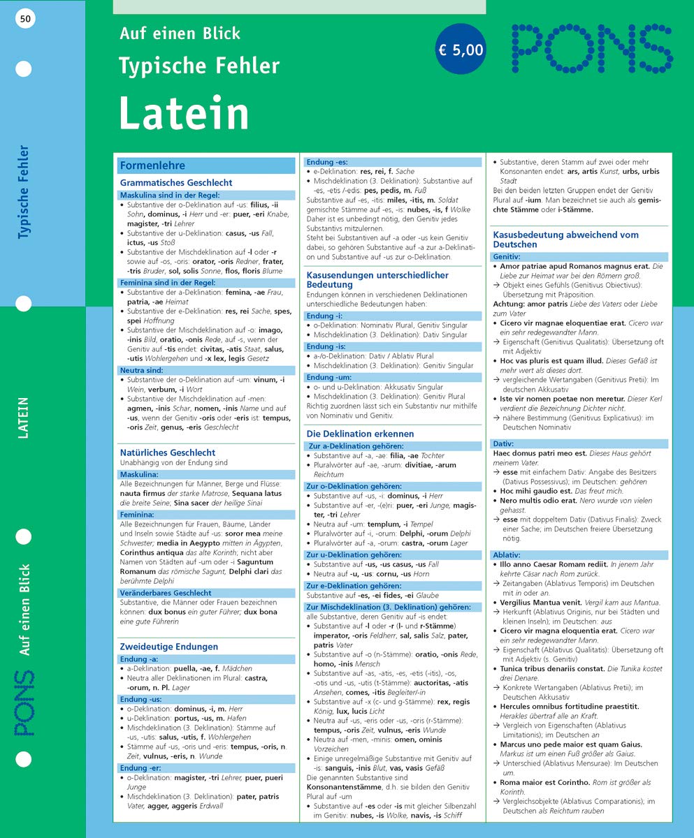 PONS Typische Fehler Latein auf einen Blick: kompakte Übersicht, effizient Fehler vermeiden (PONS Auf einen Blick) Foreign Languages ​​& Dictionaries