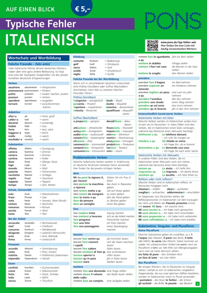 PONS Auf einen Blick Typische Fehler Italienisch Foreign Languages ​​& Dictionaries