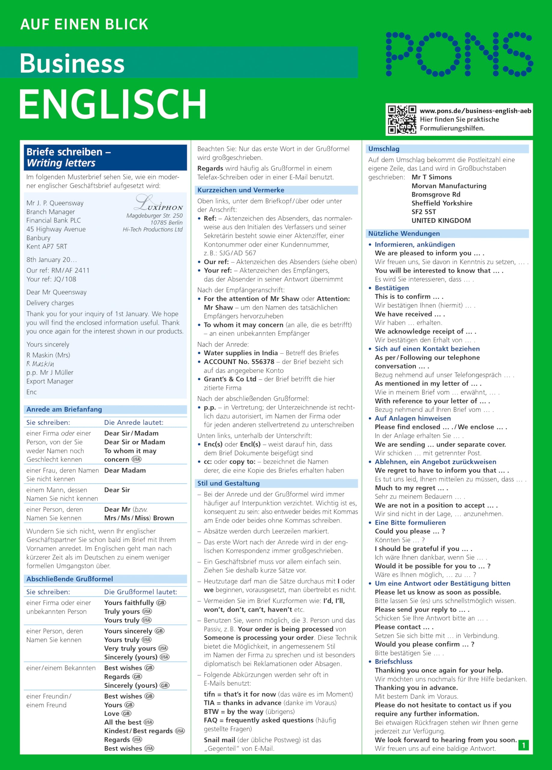 Product Image: PONS auf einen Blick Business Englisch