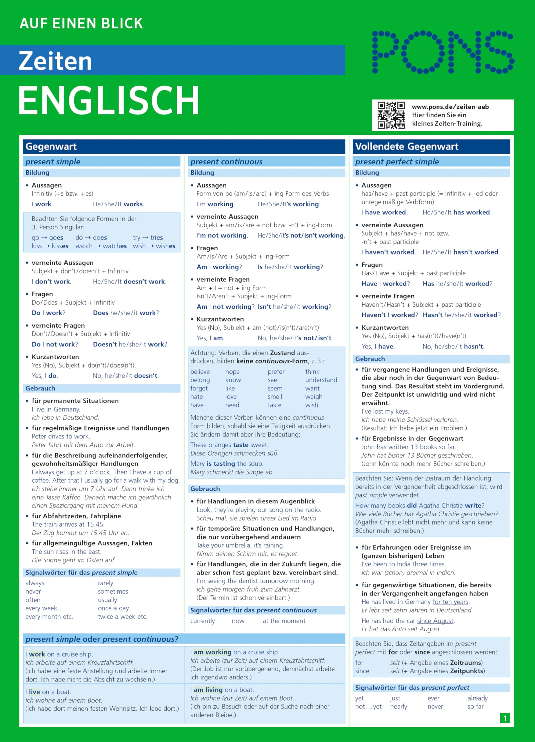PONS Zeiten auf einen Blick Englisch General education