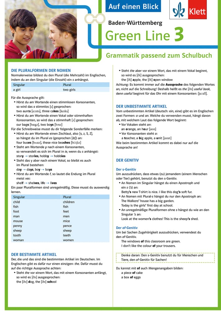 Klett Green Line 3 Baden-Württemberg Klasse 7 - Auf einen Blick Foreign Languages ​​& Dictionaries