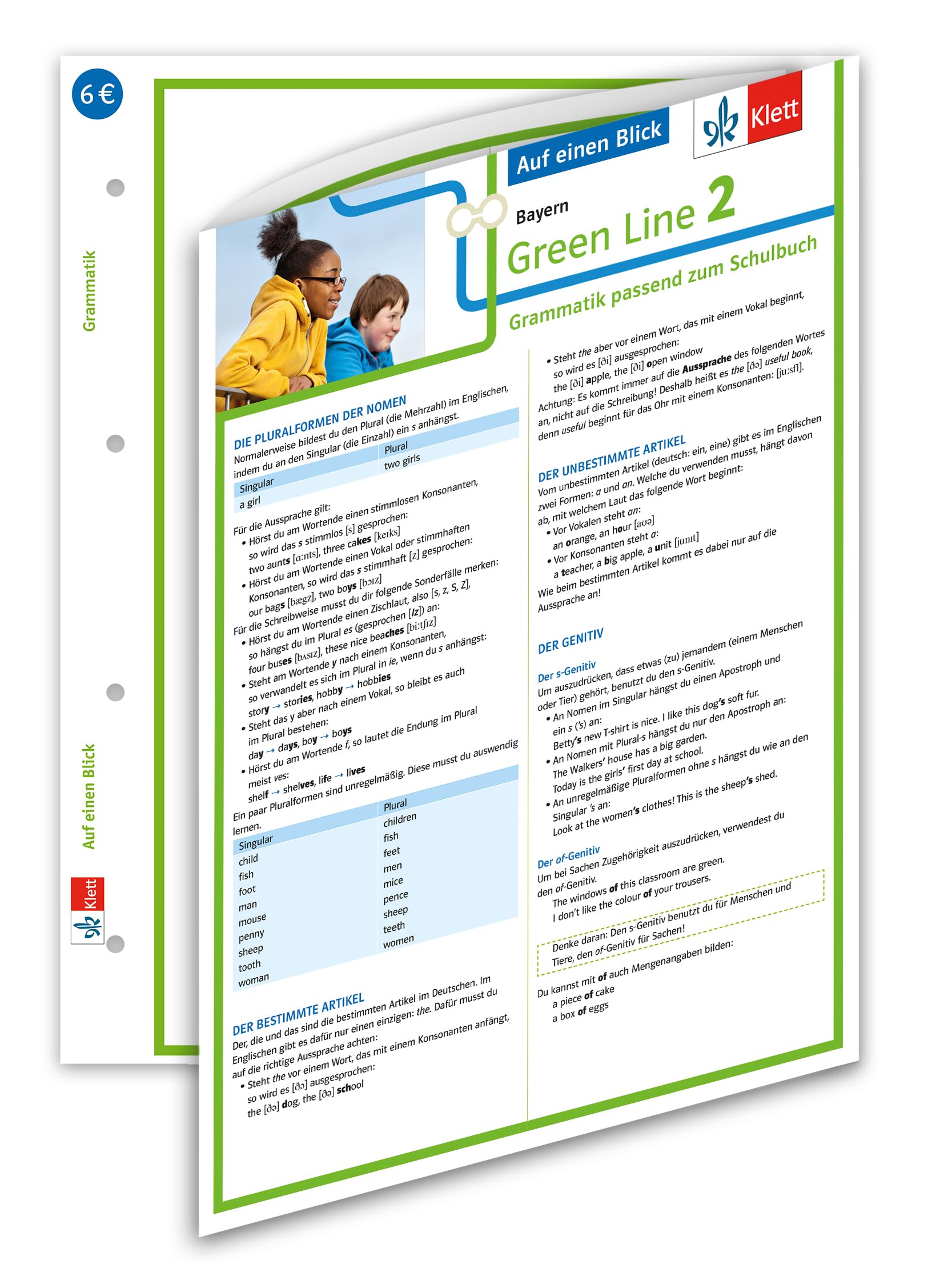 Green Line 2 Bayern Klasse 6 - Auf einen Blick. Grammatik passend zum Schulbuch - Klappkarte (6 Seiten) Foreign Languages ​​& Dictionaries