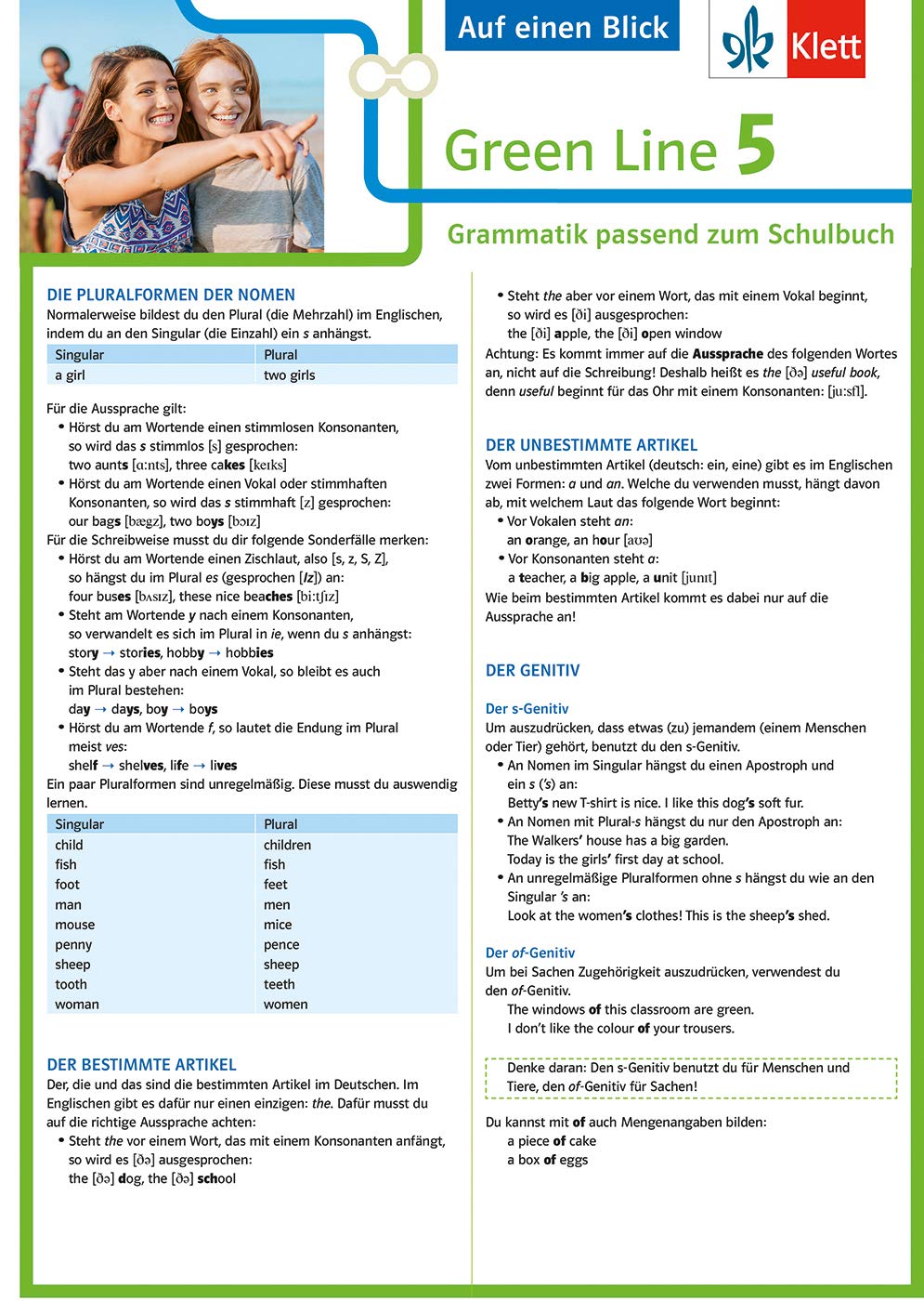 Klett Green Line 5 G8 Klasse 9 Auf einen Blick: Grammatik passend zum Schulbuch Foreign Languages ​​& Dictionaries