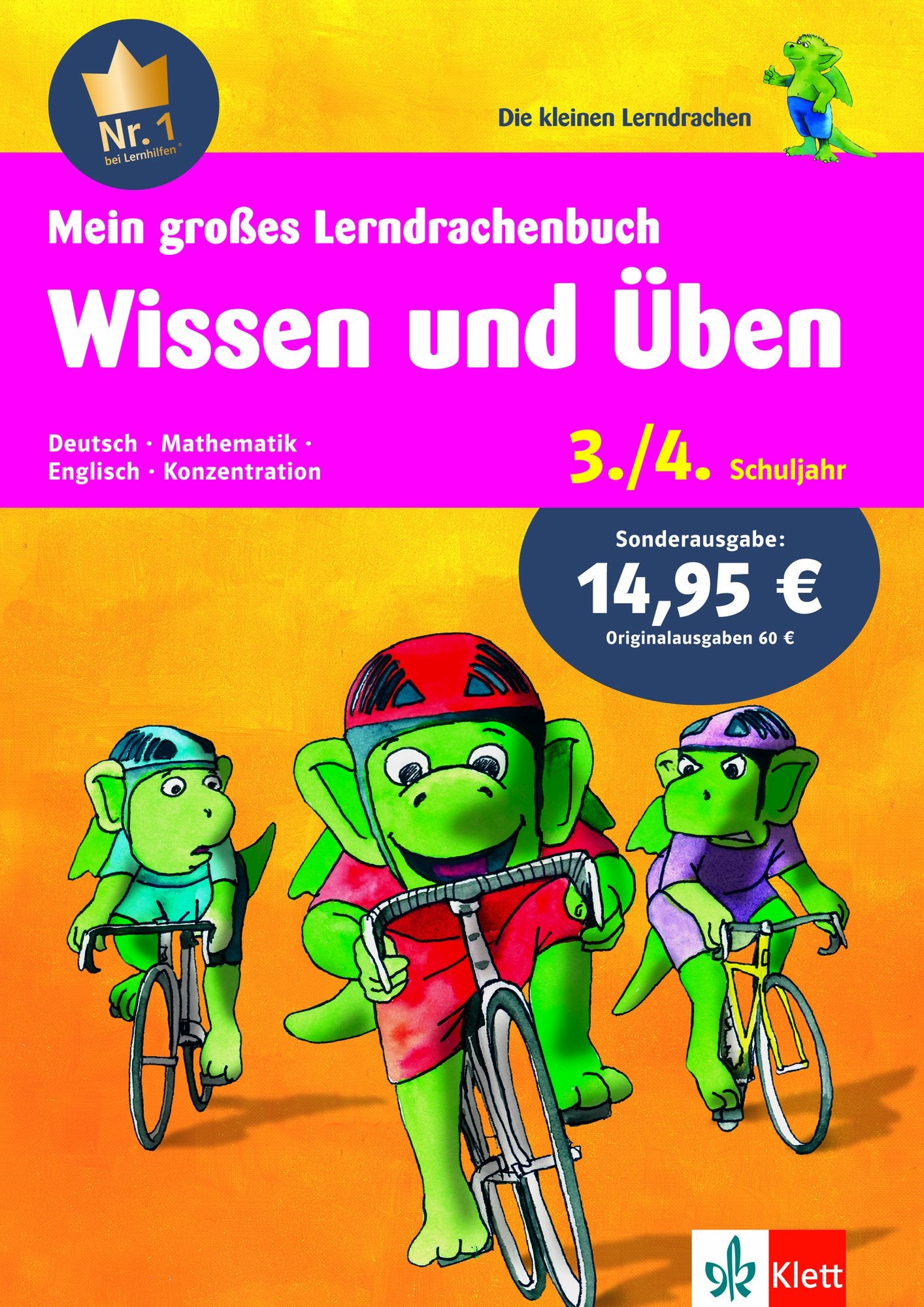 Mein großes Lerndrachenbuch 3. + 4. Schuljahr: Deutsch x Mathematik x Englisch x Konzentration Study Guides