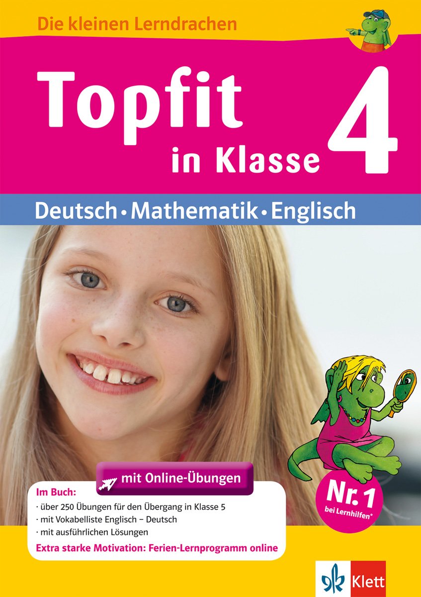 Klett Topfit in Klasse 4: Grundschule Deutsch - Mathematik - Englisch (Die kleinen Lerndrachen): Übungsbuch für Deutsch, Mathematik und Englisch mit Online-Übungen Foreign Languages ​​& Dictionaries